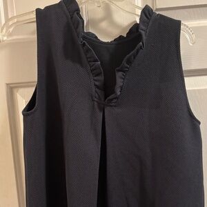 Ann Taylor Blue VNeck Sleeveless Ruflle Collar Size M